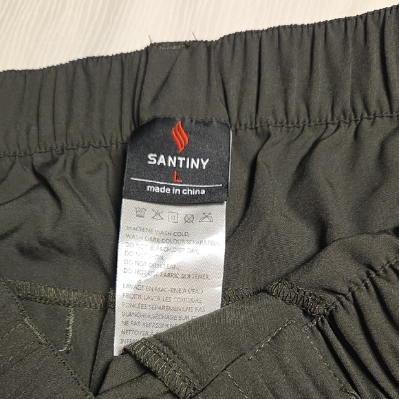 SANTINY Women's Olive Cargo Capris,SZ L. - Picture 5 of 8